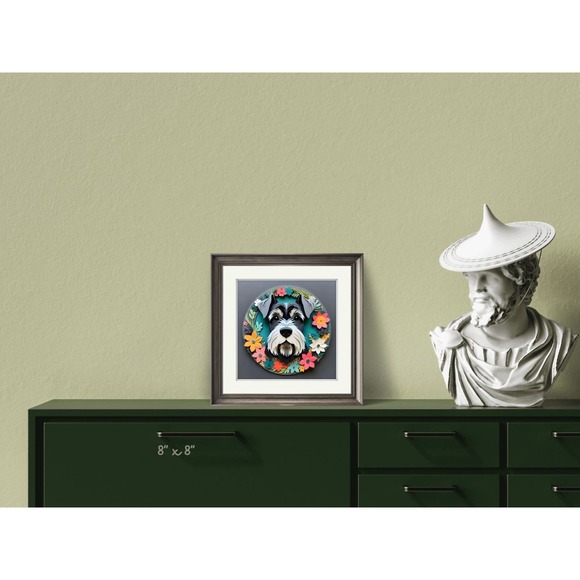 Miniature Schnauzer Papercut Art: 12x12 Gray Dog Pet Portrait Digital Art Print - Picture 7 of 7